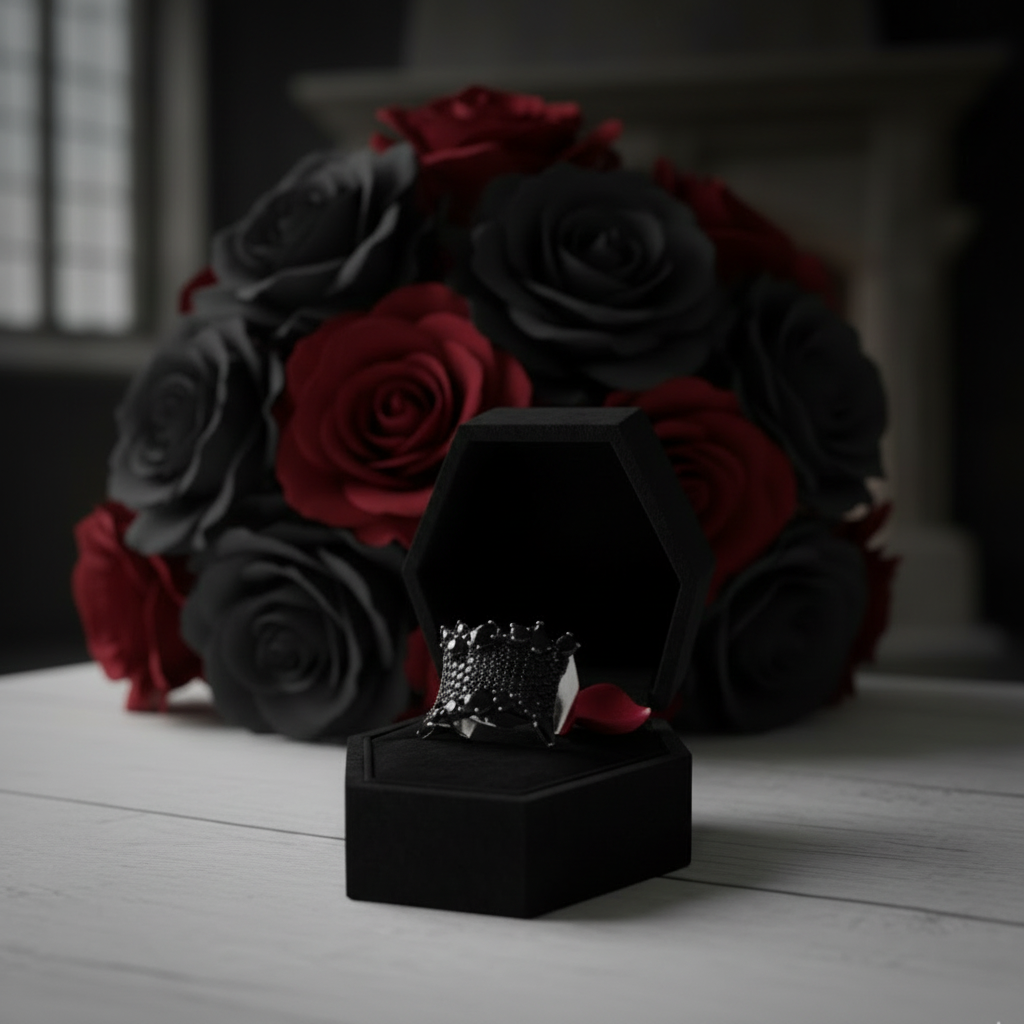 Gothic Natural Black Spinel Gemstone Ring-Black Diamonds New York