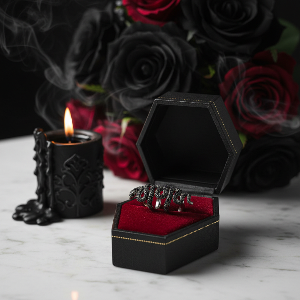 Gothic Serpent Wrap Black Diamond Adjustable Statement Ring-Black Diamonds New York