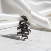 Gothic Serpent Wrap Black Diamond Adjustable Statement Ring-Black Diamonds New York