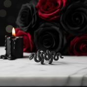 Gothic Serpent Wrap Black Diamond Adjustable Statement Ring-Black Diamonds New York