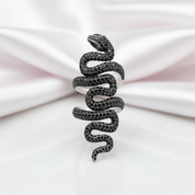 Gothic Serpent Wrap Black Diamond Adjustable Statement Ring-Black Diamonds New York