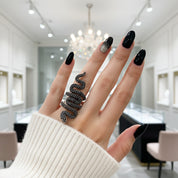 Gothic Serpent Wrap Black Diamond Adjustable Statement Ring-Black Diamonds New York