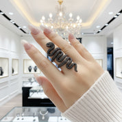 Gothic Serpent Wrap Black Diamond Adjustable Statement Ring-Black Diamonds New York