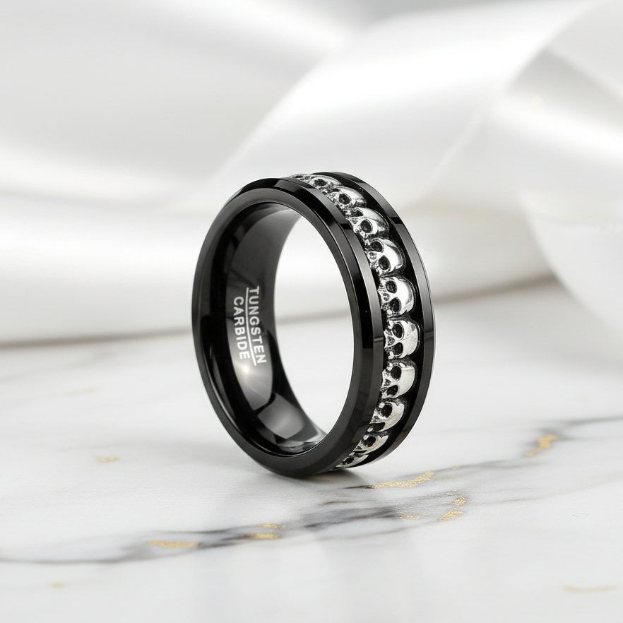 Gothic Skull Ring Band-Black Diamonds New York