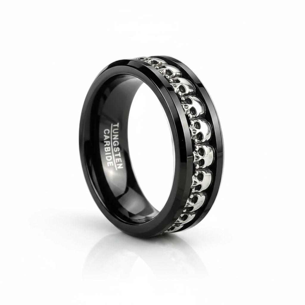 Gothic Skull Ring Band-Black Diamonds New York