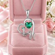 Green Heart Diamond Option Pendant Necklace with Snake Intertwine-Black Diamonds New York