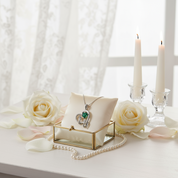 Green Heart Diamond Pendant Necklace with Snake Intertwine-Black Diamonds New York