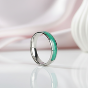 Green Opal Simulated Emerald Green Stainless Steel Ring