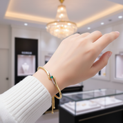Green Spinel & Diamond Option Adjustable Bolo Bracelet-Black Diamonds New York