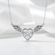 Guardian Angel's Wings Heart Necklace-Black Diamonds New York