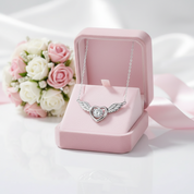 Guardian Angel's Wings Heart Necklace-Black Diamonds New York