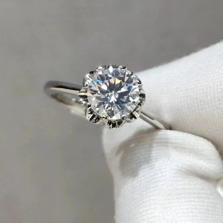 1.0 Ct Round Cut Diamond Snowflake Engagement Ring-Black Diamonds New York