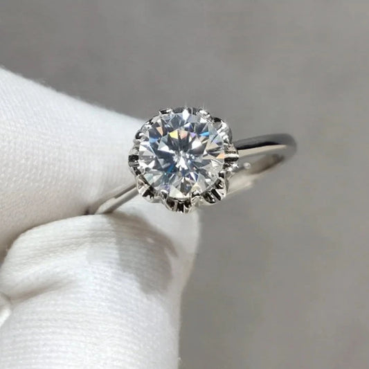 1.0 Ct Round Cut Moissanite Diamond Snowflake Engagement Ring-Black Diamonds New York