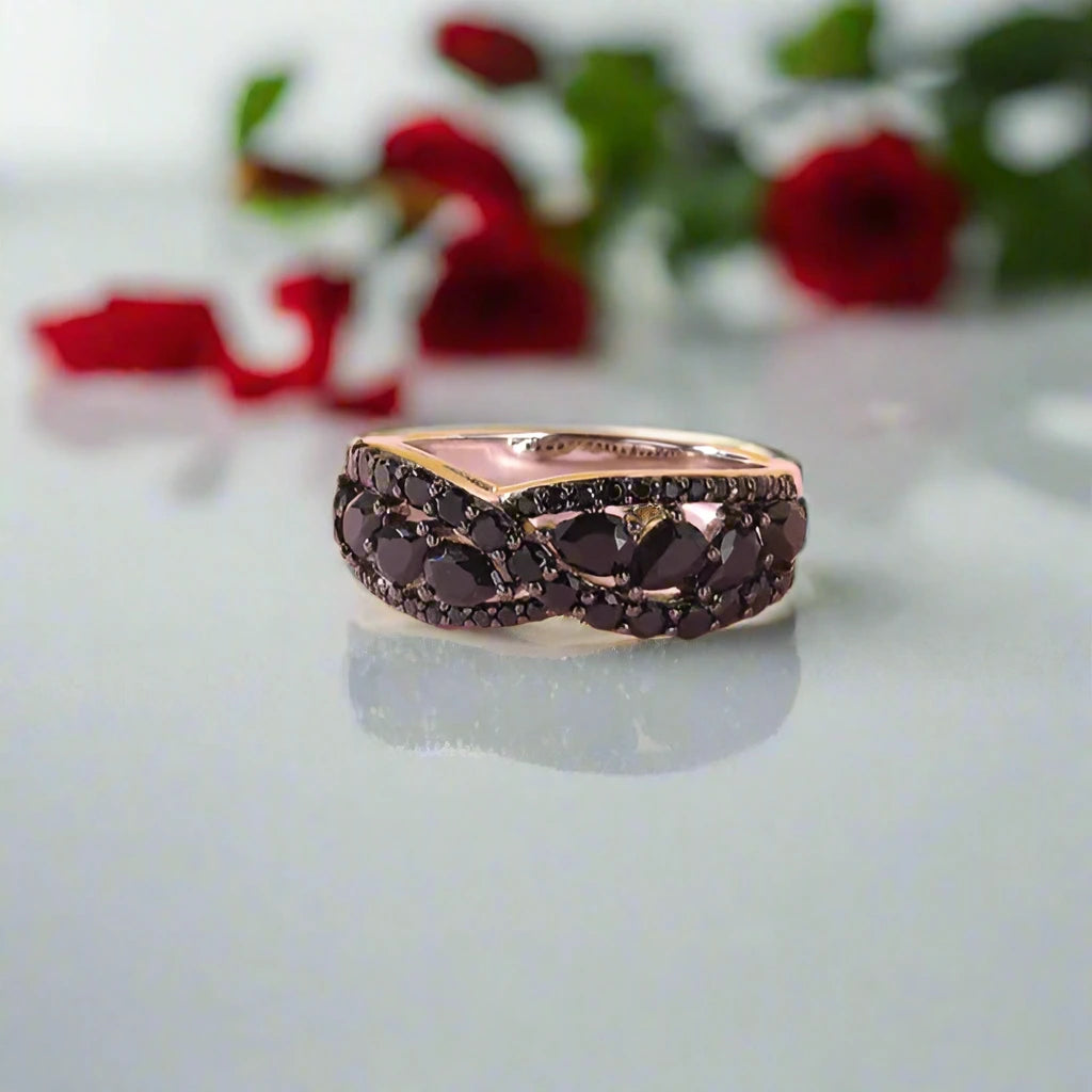 Infinity Pear-cut Natural Black Spinel Ring-Black Diamonds New York