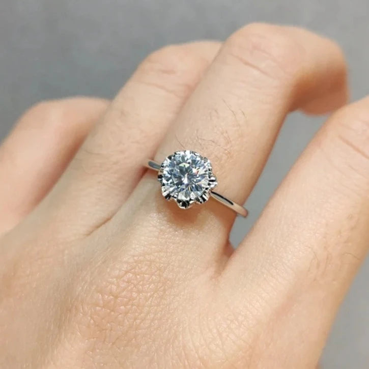1.0 Ct Round Cut Moissanite Diamond Snowflake Engagement Ring-Black Diamonds New York
