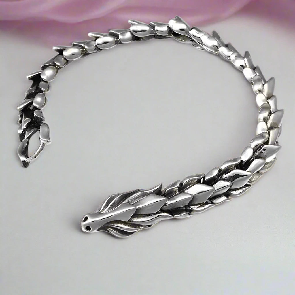 Retro Dragon Scales Punk Bracelet-Black Diamonds New York