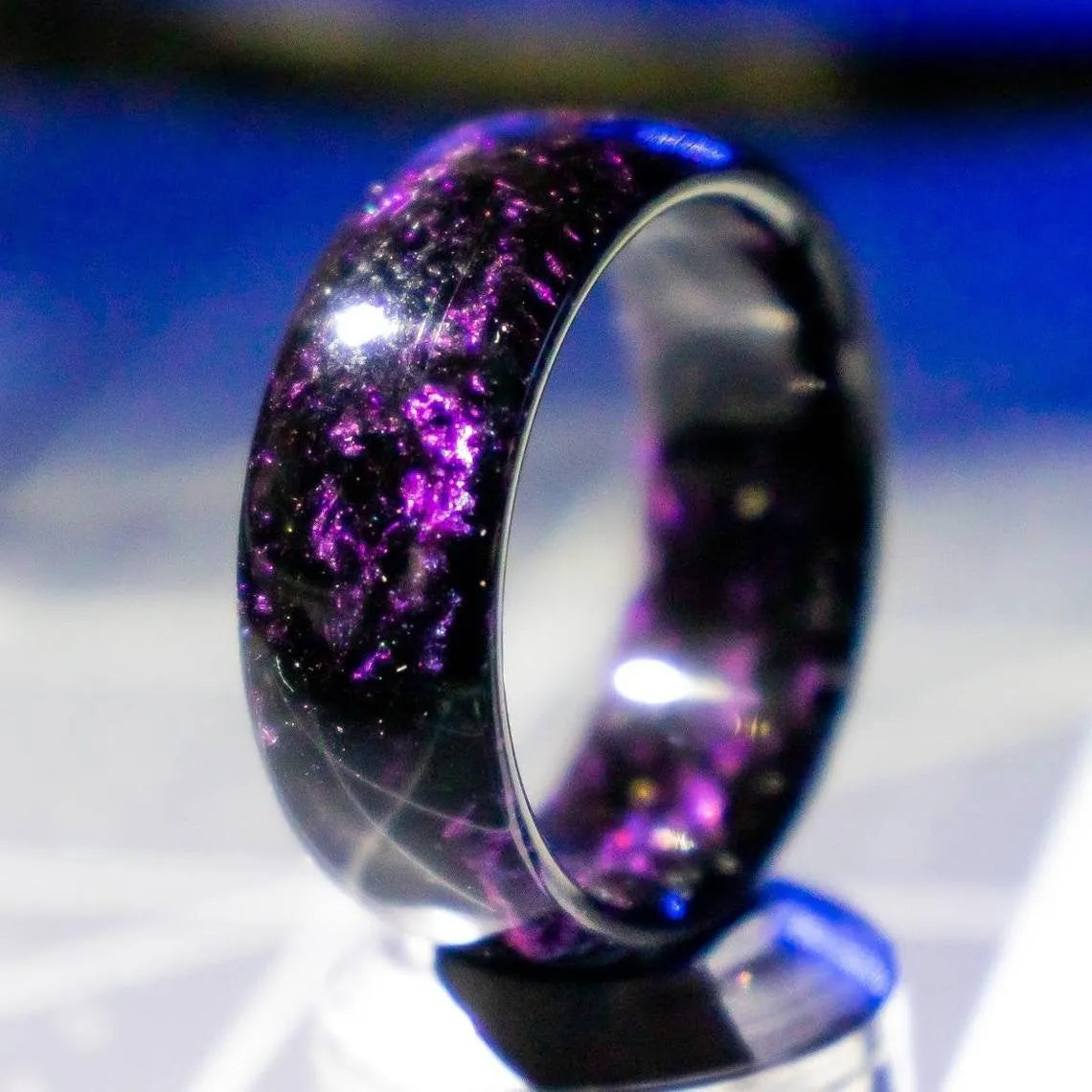 Domed Opal Fidget Women's Wedding Band-Black Diamonds New York