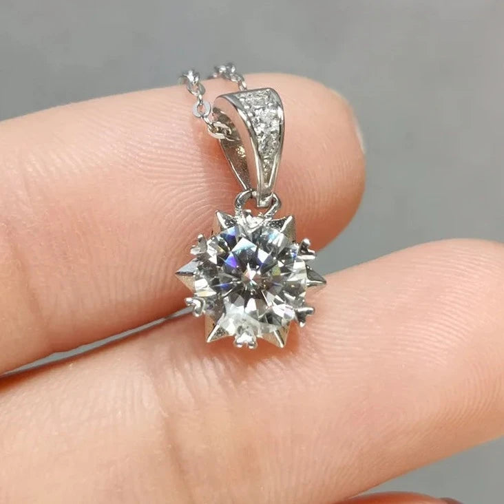 1.0 Ct Excellent Cut Diamond Snowflake Pendant Necklace-Black Diamonds New York