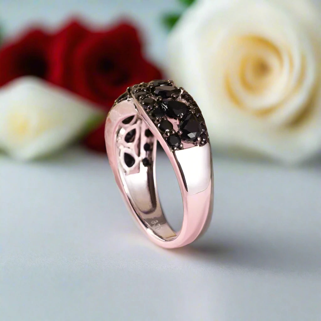 Infinity Pear-cut Natural Black Spinel Ring-Black Diamonds New York