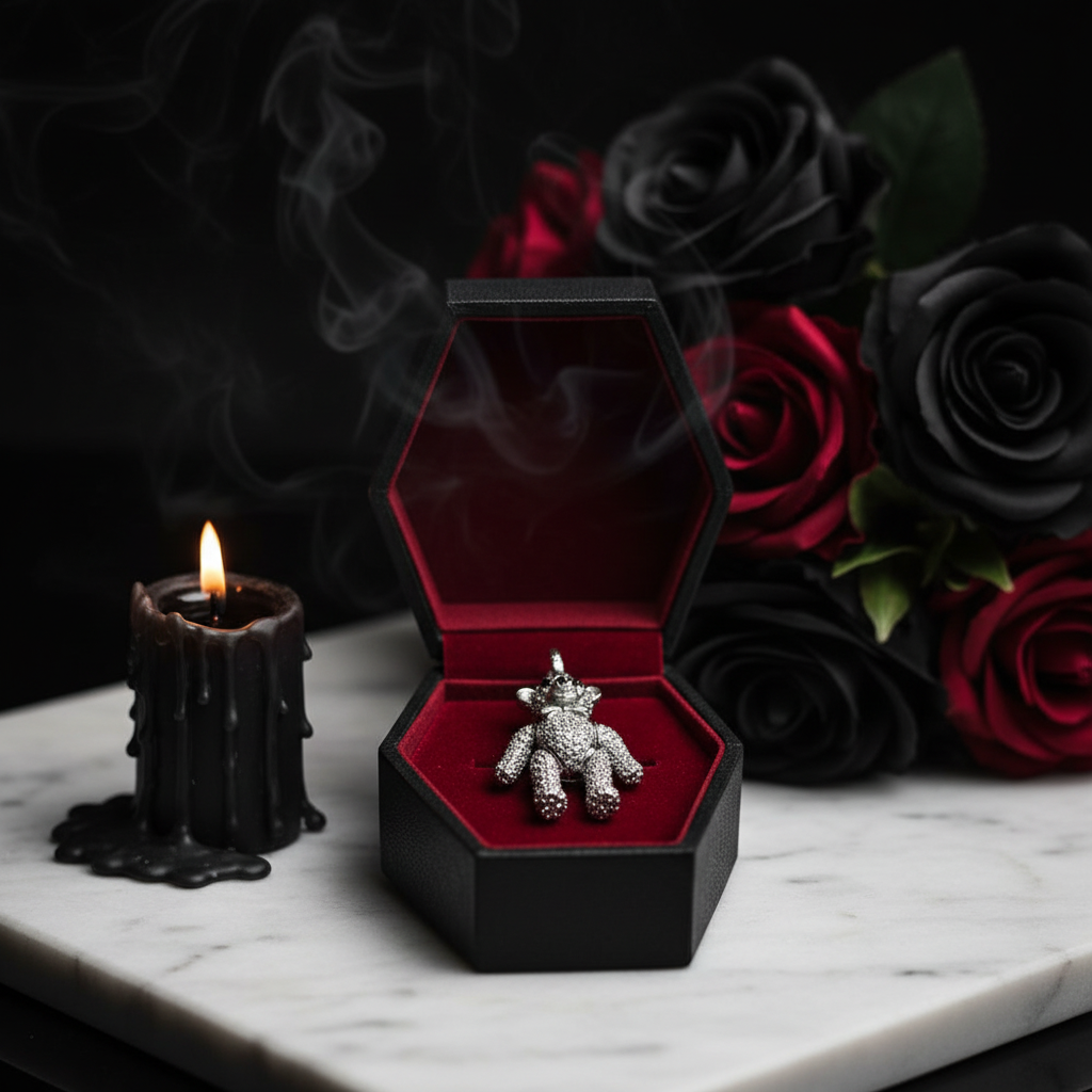 Punk Teddy Bear Pendant-Black Diamonds New York