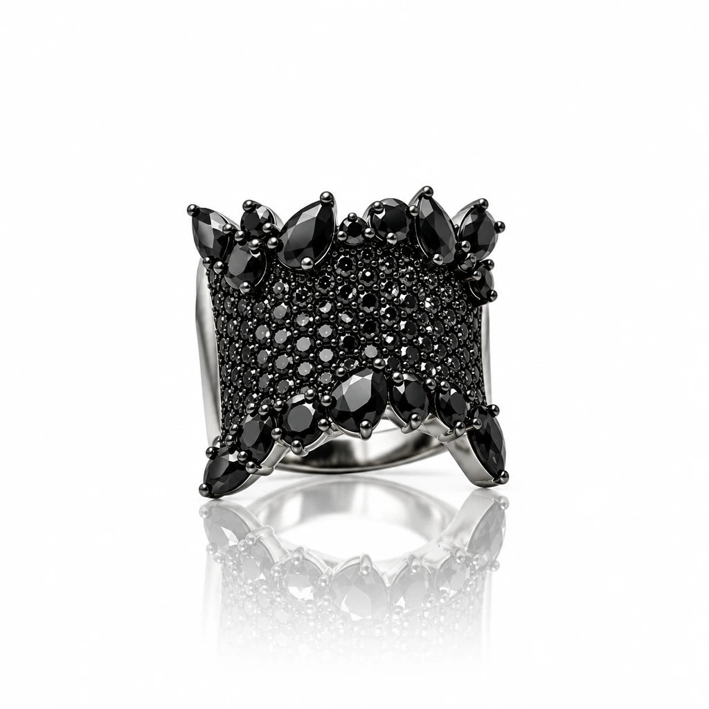 Gothic Black Spinel Gemstone Ring-Black Diamonds New York