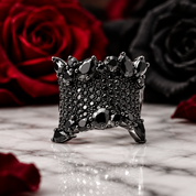 Gothic Black Spinel Gemstone Ring-Black Diamonds New York