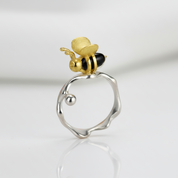 Handmade Bee and Dripping Honey Rings-Black Diamonds New York