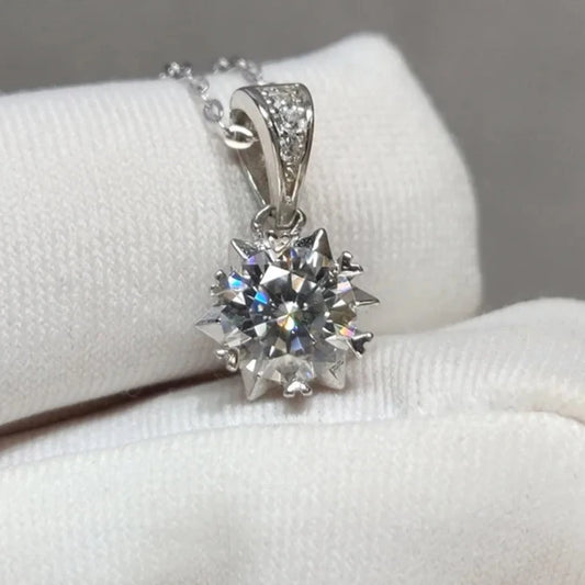 1.0 Ct Excellent Cut Moissanite Diamond Snowflake Pendant Necklace-Black Diamonds New York