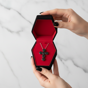 Round-cut Black Spinel Cross Goth Necklace-Black Diamonds New York