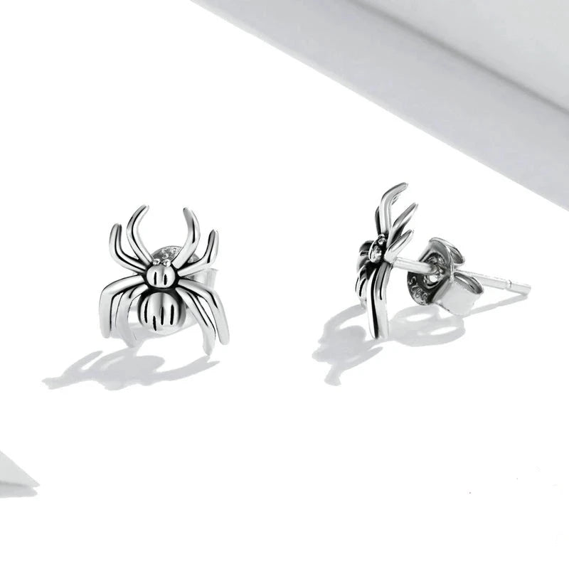 Vintage Eight-Legged Spider Stud Earrings-Black Diamonds New York