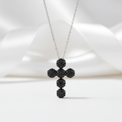 Round-cut Black Spinel Cross Goth Necklace-Black Diamonds New York