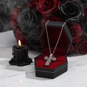 Round-cut Black Spinel Cross Goth Necklace-Black Diamonds New York