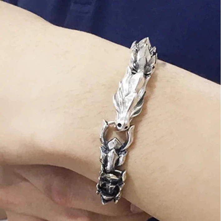 Retro Dragon Scales Punk Bracelet-Black Diamonds New York