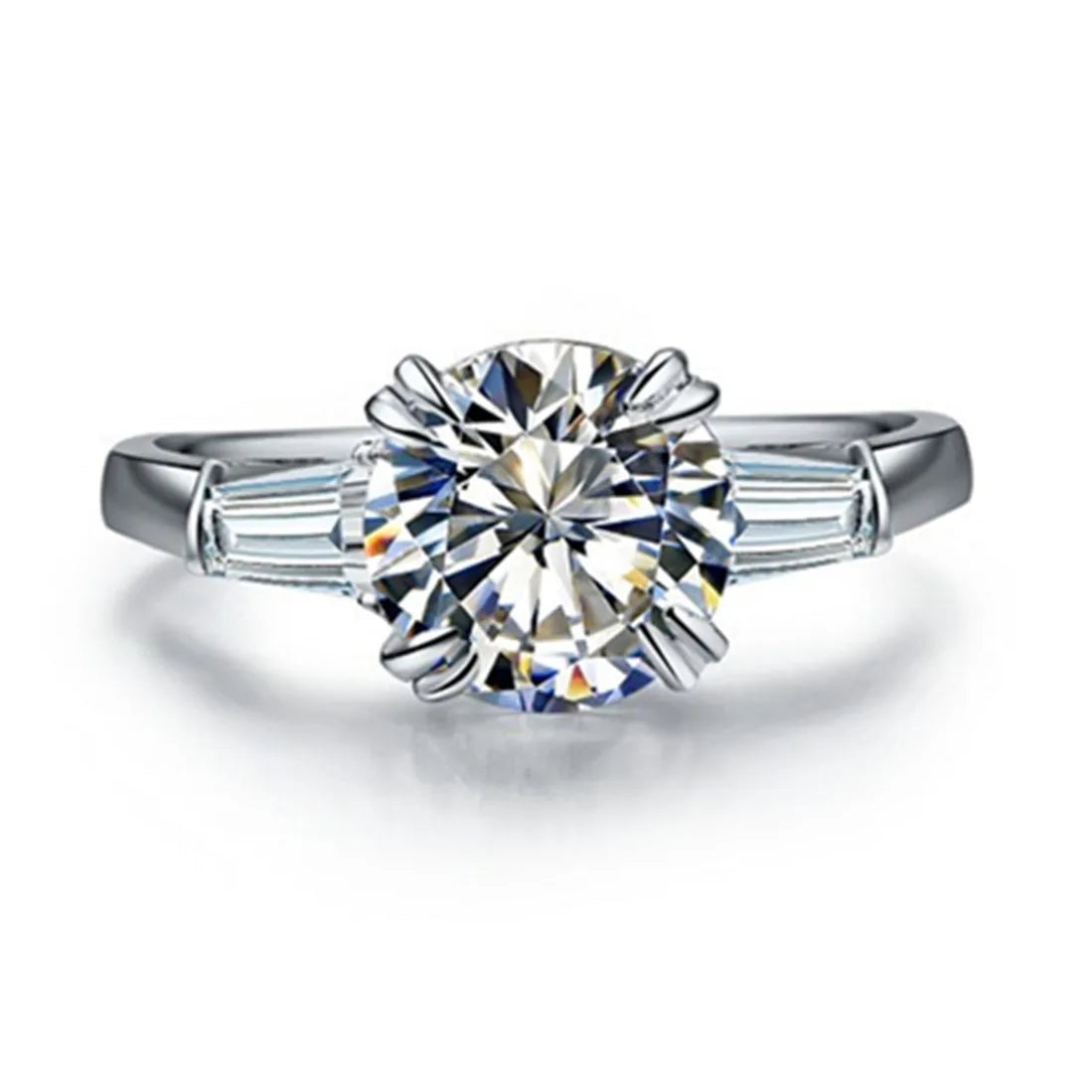 14k White Gold 2.0 Ct Moissanite Engagement Ring-Black Diamonds New York