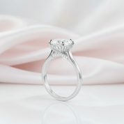 14k White Gold 2ct 8mm Diamond Option Hidden Halo Engagement Ring-Black Diamonds New York