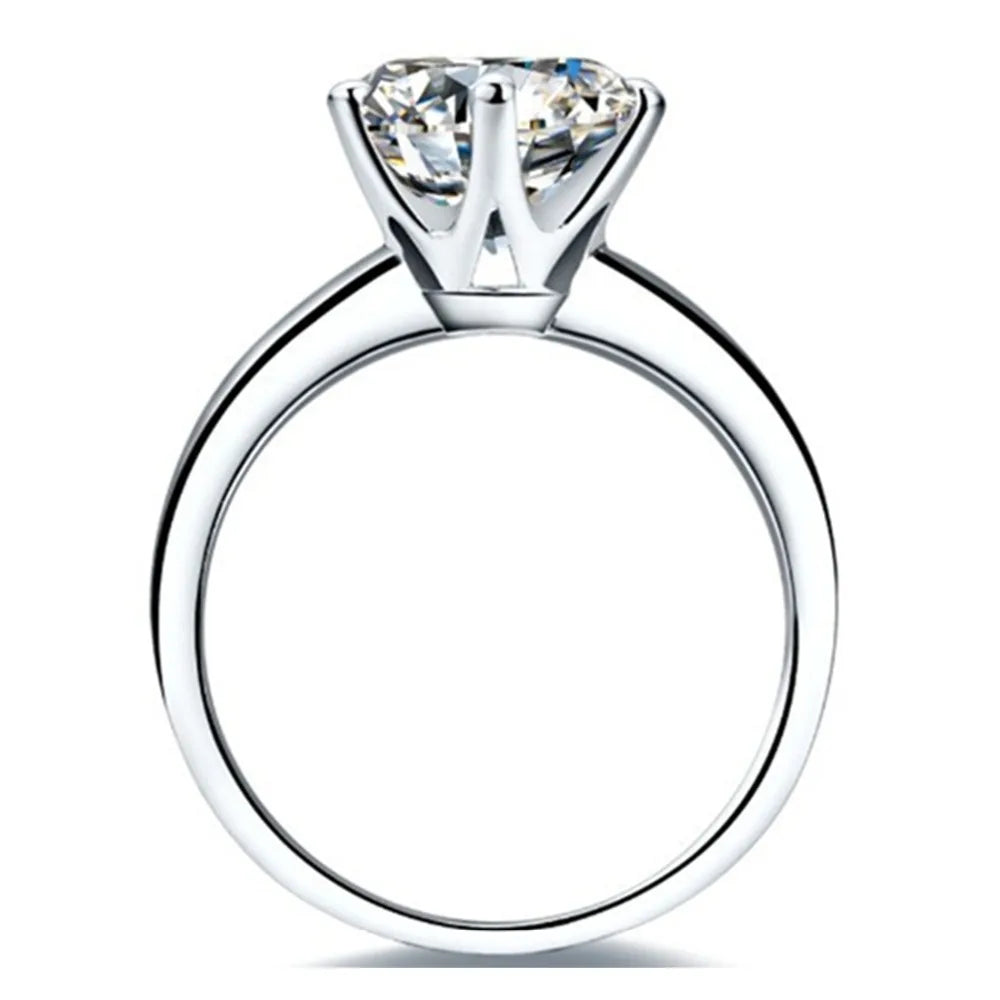 Classic 18K White Gold 3.0 Ct Moissanite Engagement Ring-Black Diamonds New York