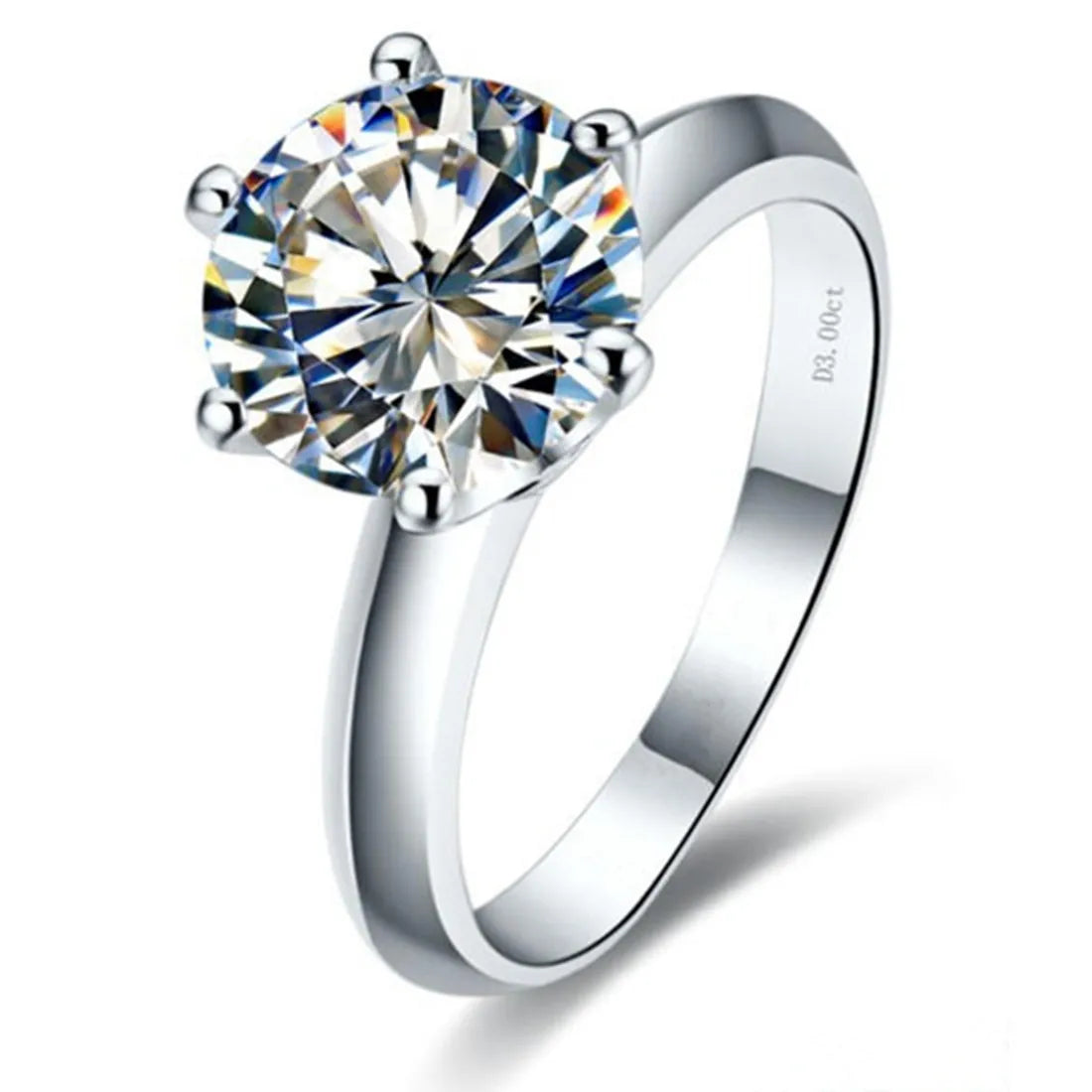 14k White Gold 3.0 Ct Moissanite Solitarie Engagement Ring-Black Diamonds New York