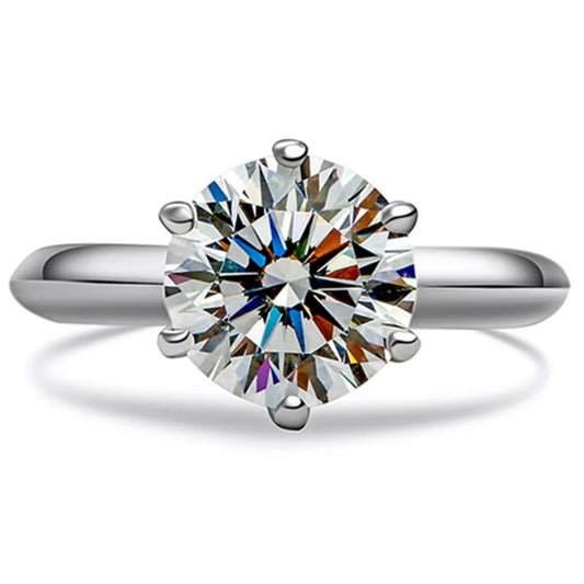 Classic 18K White Gold 3.0 Ct Moissanite Engagement Ring-Black Diamonds New York