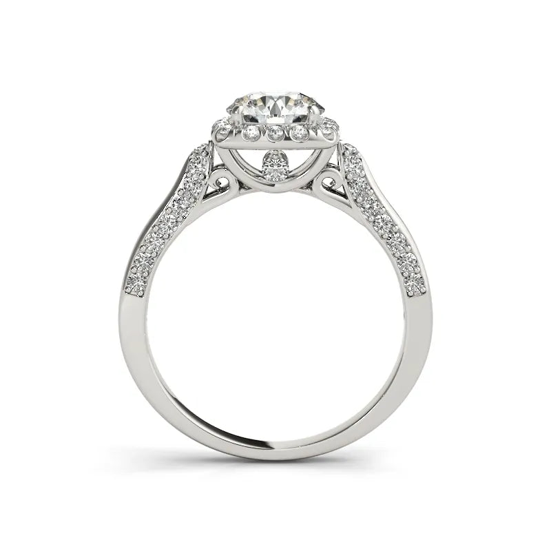 Classic 1.0 Ct Round Diamond Halo Engagement Ring Set-Black Diamonds New York