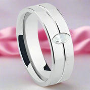 Pear-cut Diamond Stainless Steel Glossing Couple Ring-Black Diamonds New York