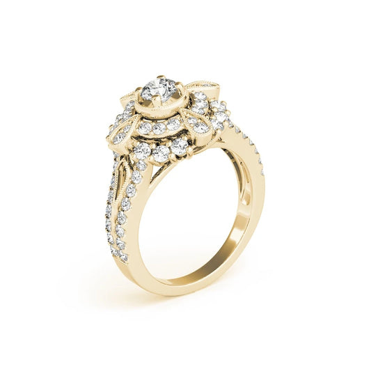 0.5 Ct Moissanite Diamond Double Halo Engagement Ring-Black Diamonds New York