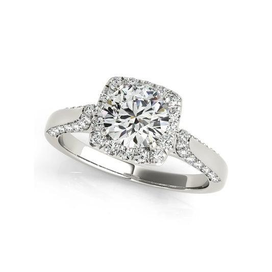 Classic 1.0 Ct Round Diamond Halo Engagement Ring Set-Black Diamonds New York