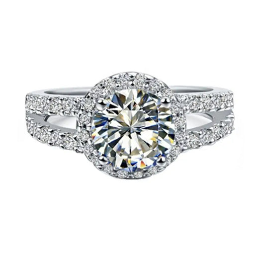 18K White Gold 2.0 Ct Diamond Halo Engagement Ring-Black Diamonds New York