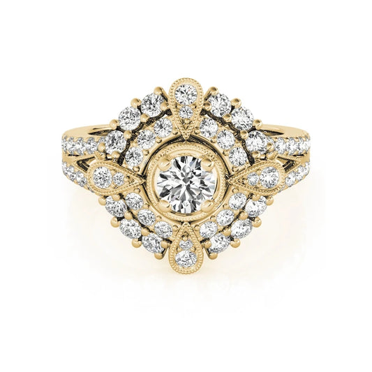 0.5 Ct Diamond Double Halo Engagement Ring-Black Diamonds New York