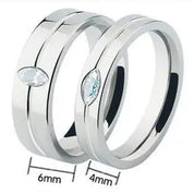 Pear-cut Diamond Stainless Steel Glossing Couple Ring-Black Diamonds New York