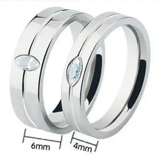 Pear-cut Diamond Stainless Steel Glossing Couple Ring-Black Diamonds New York