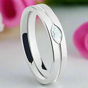 Pear-cut Diamond Stainless Steel Glossing Couple Ring-Black Diamonds New York