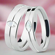 Pear-cut Diamond Stainless Steel Glossing Couple Ring-Black Diamonds New York