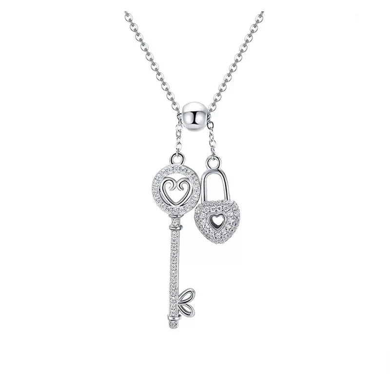 EVN Diamond Heart Lock & Key Pendant Necklace-Black Diamonds New York