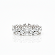 Half Eternity Diamond Option Flower Wedding Band-Black Diamonds New York